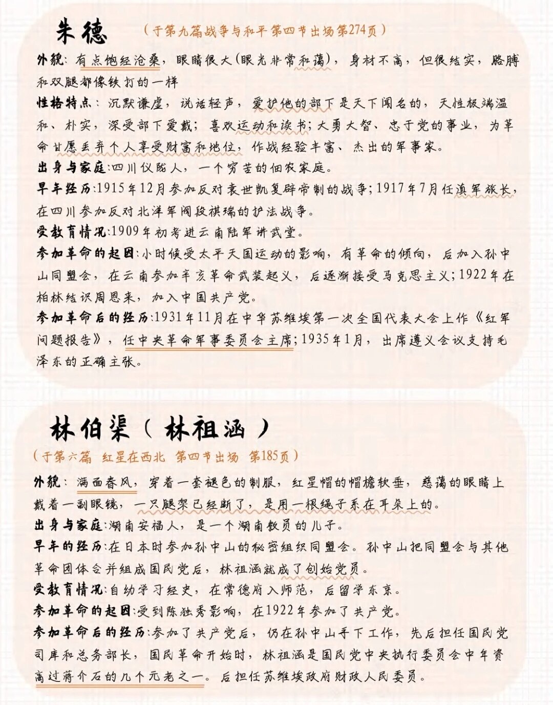 《红星照耀中国》章节,人物简介