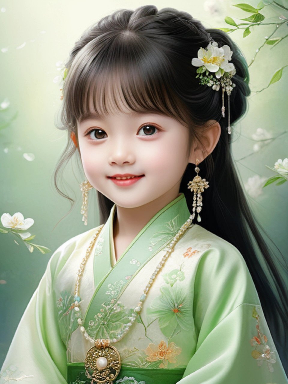 ai可爱小女孩古装 #儿童摄影# #古风写真# #汉服# #最美礼服# #ai绘画