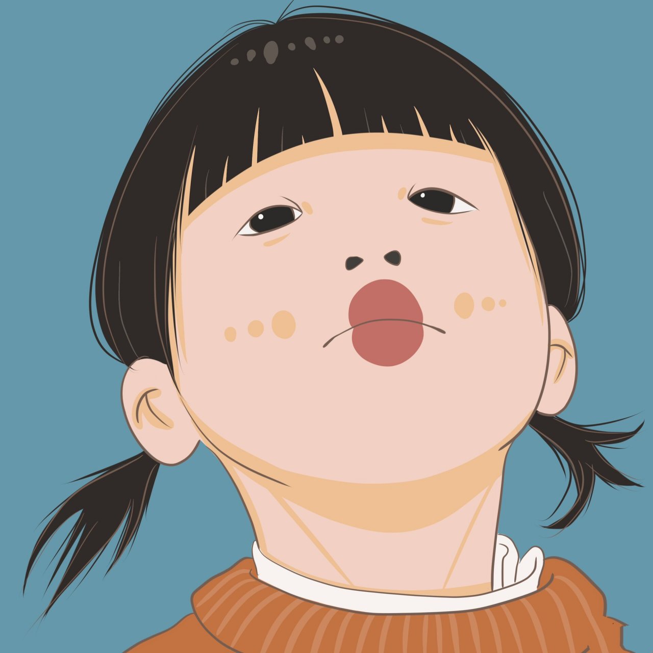插画 | 头像 | 齐刘海噘嘴吧小女孩 图片92二改92商用92去签名