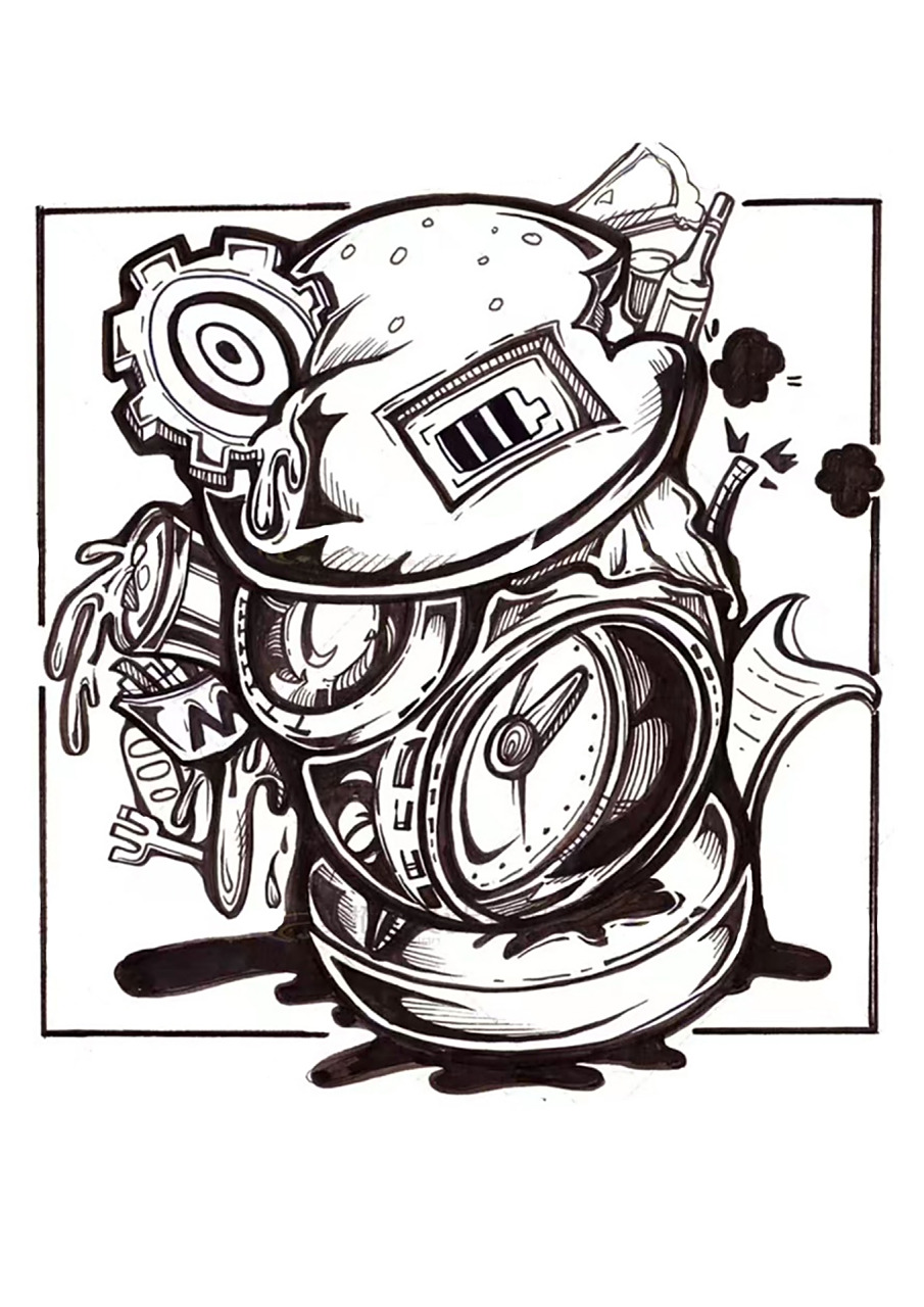 黑白装饰画·单体素材分享·设计基础 今天给大家分享的是闹钟装饰画