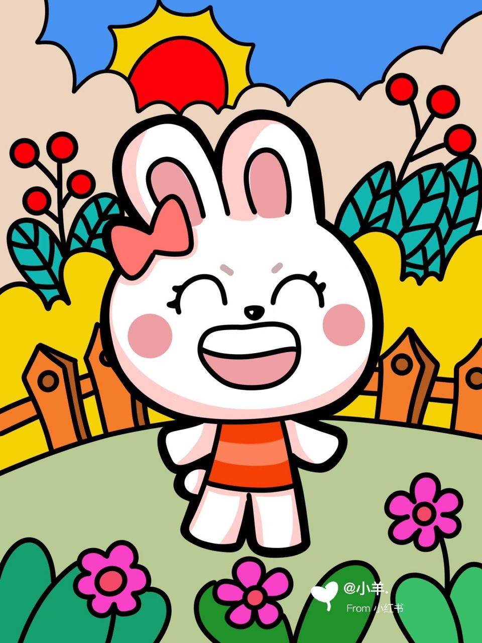 可爱的小兔子92儿童创意画 动物儿童画 #创意美术儿童画# #简笔画