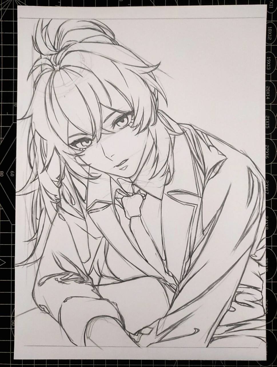 高马尾姥爷 帅#迪卢克# #临摹