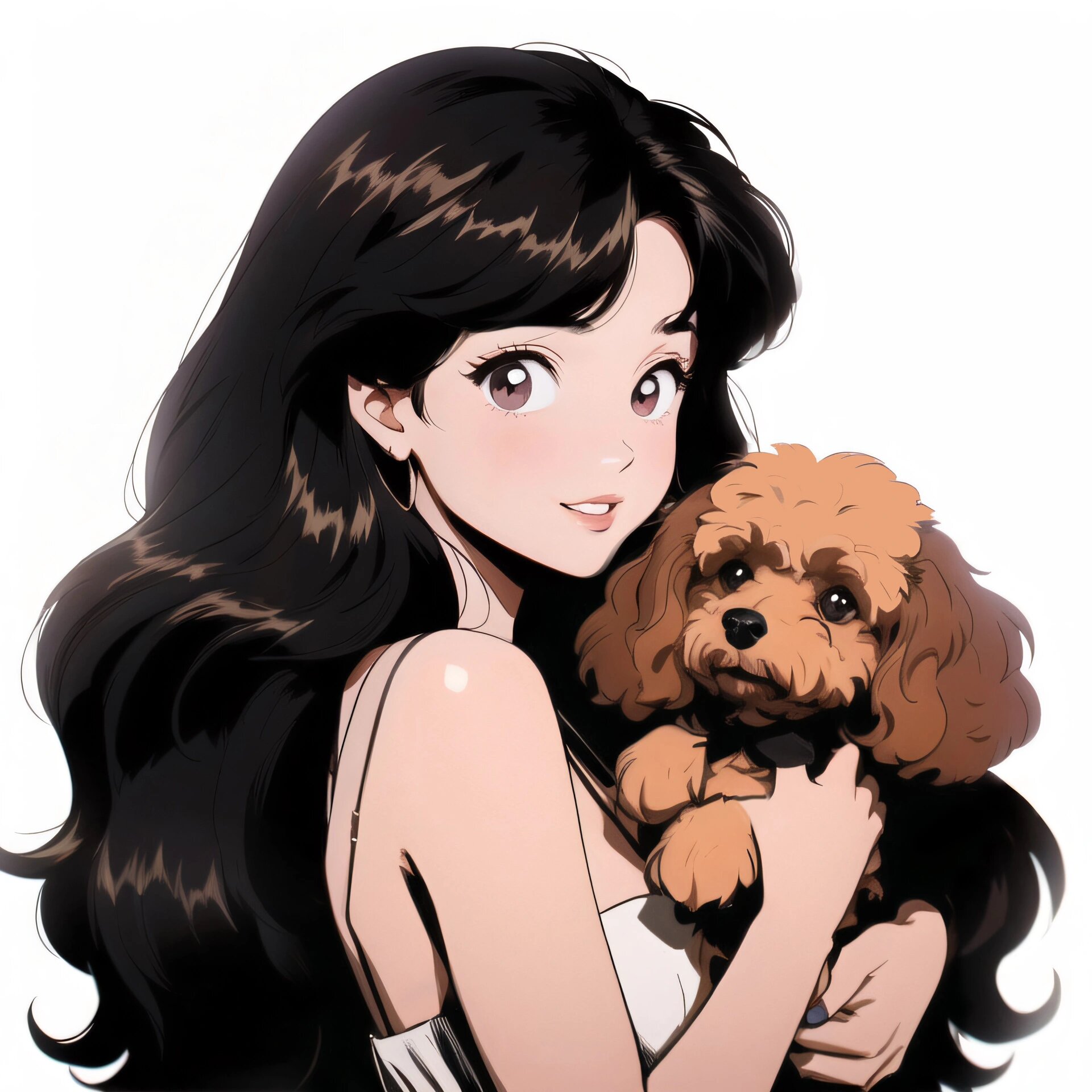 宠物头像|卷发时髦小姐姐和她的泰迪犬
