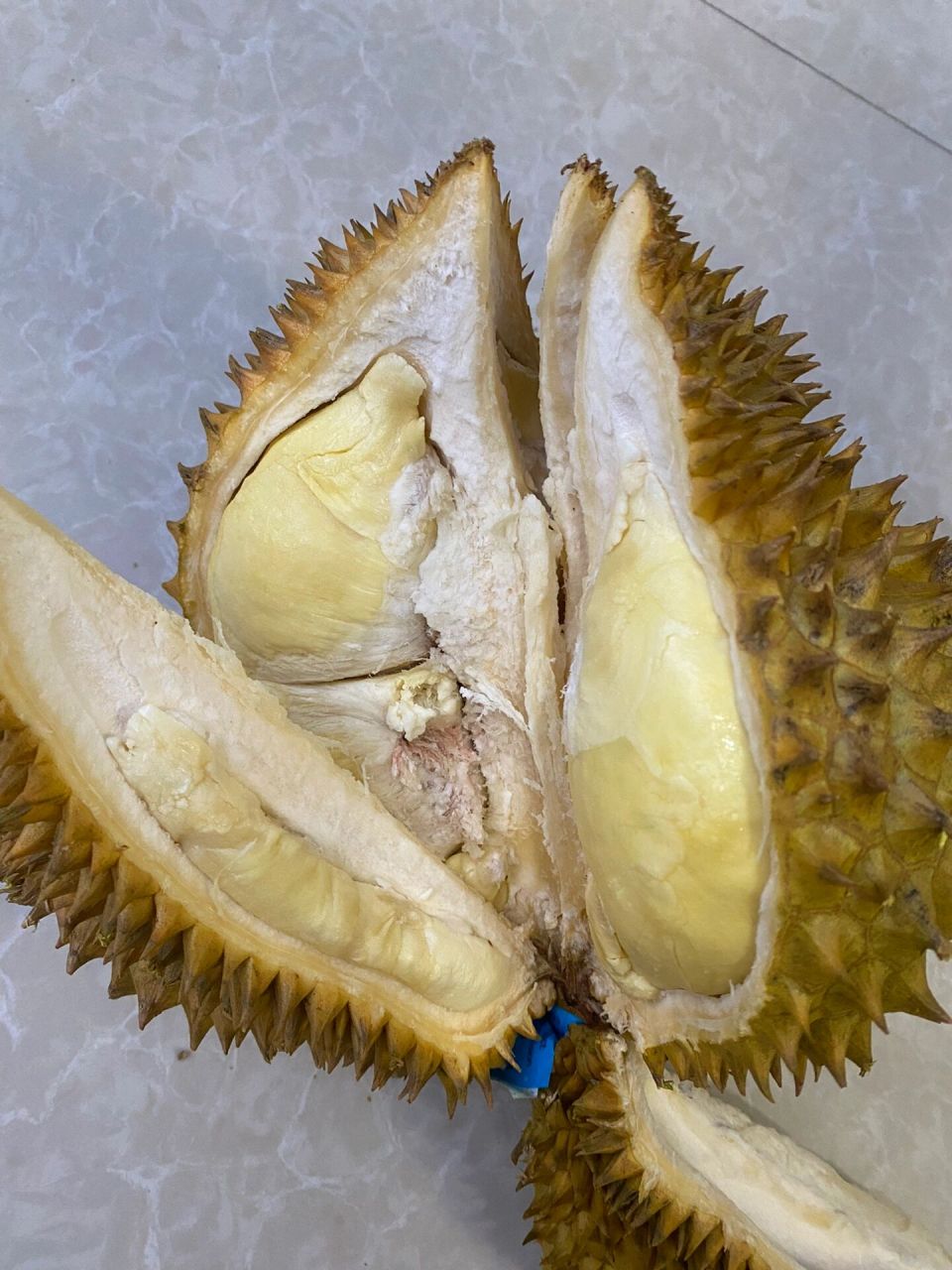 买了一个开口的榴莲,中间的地方有些红,这是过熟坏了吗