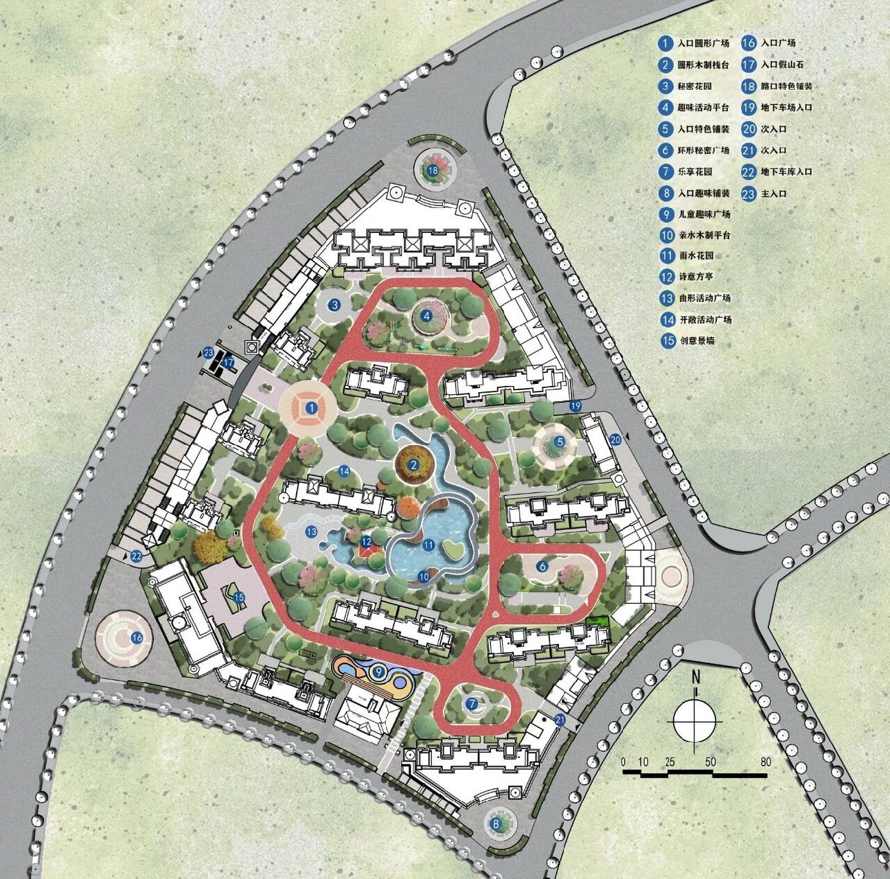 居住小区规划彩平图|规划设计 风景园林规划设计彩平图又是赶作业的