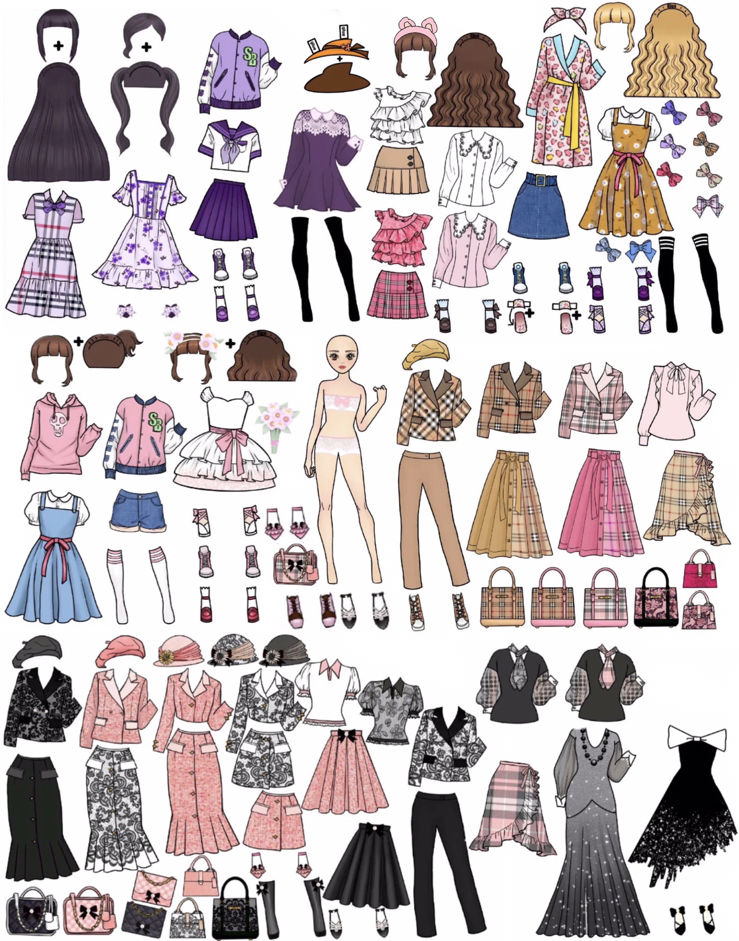 换装娃娃素材换装贴纸素材分享,喜欢点赞