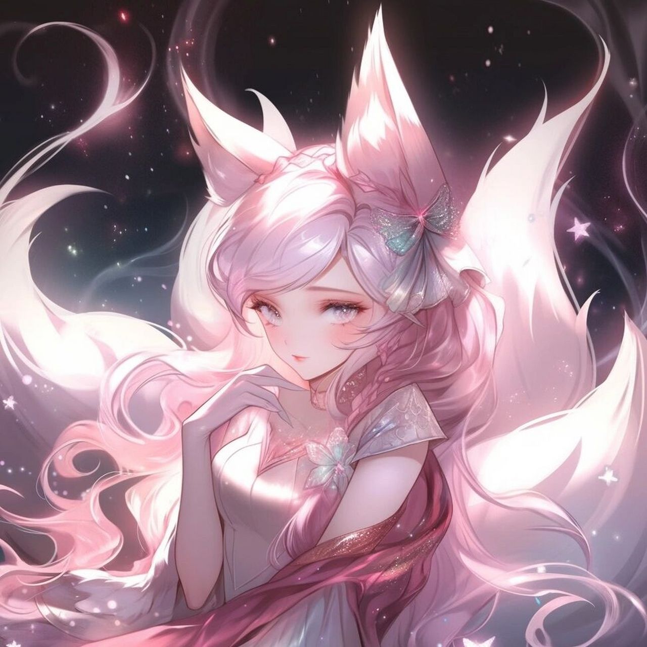 青丘白狐丨光绘风头像,甜美