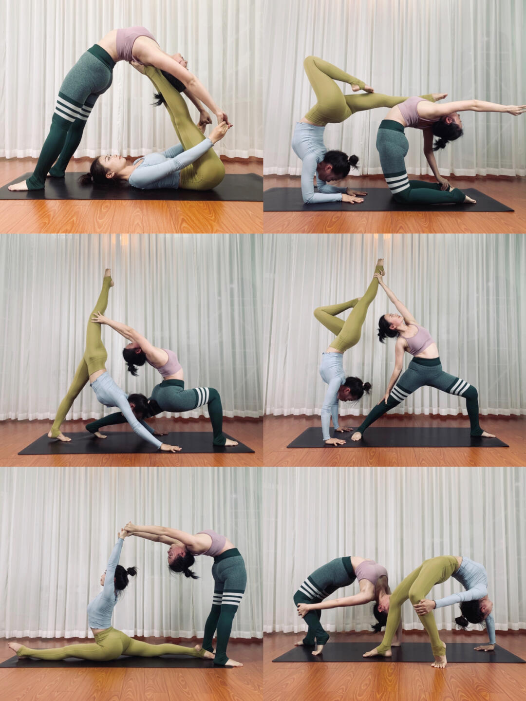 双人瑜伽 三人瑜伽 拍照体式 菜鸟 高阶体式