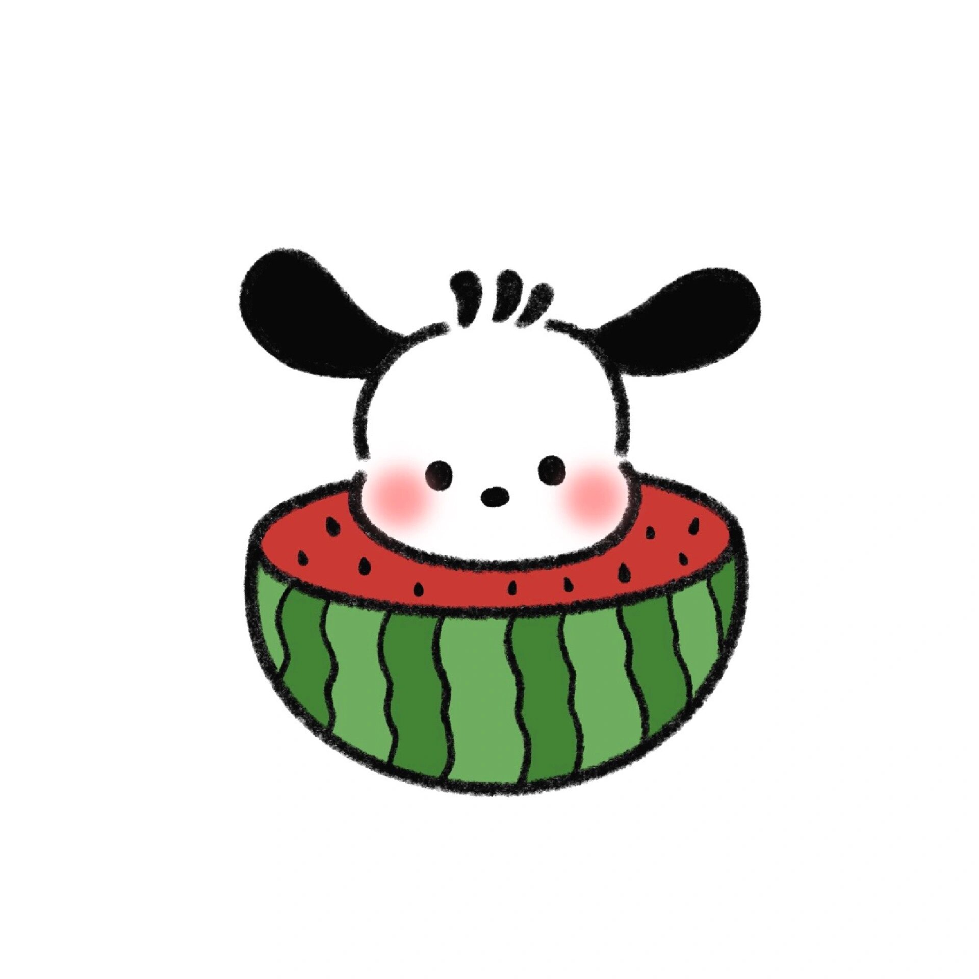 手残党学简笔画附教程7315西瓜帕恰狗 今天来画个可爱的西瓜帕恰