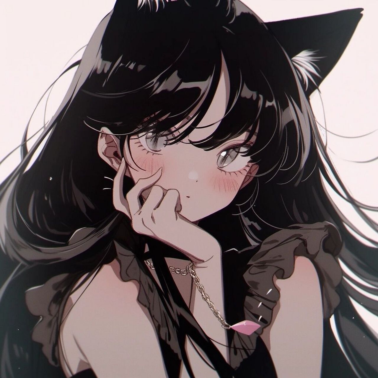 midjourney|旧漫头像-复古蒸汽波-甜酷猫女