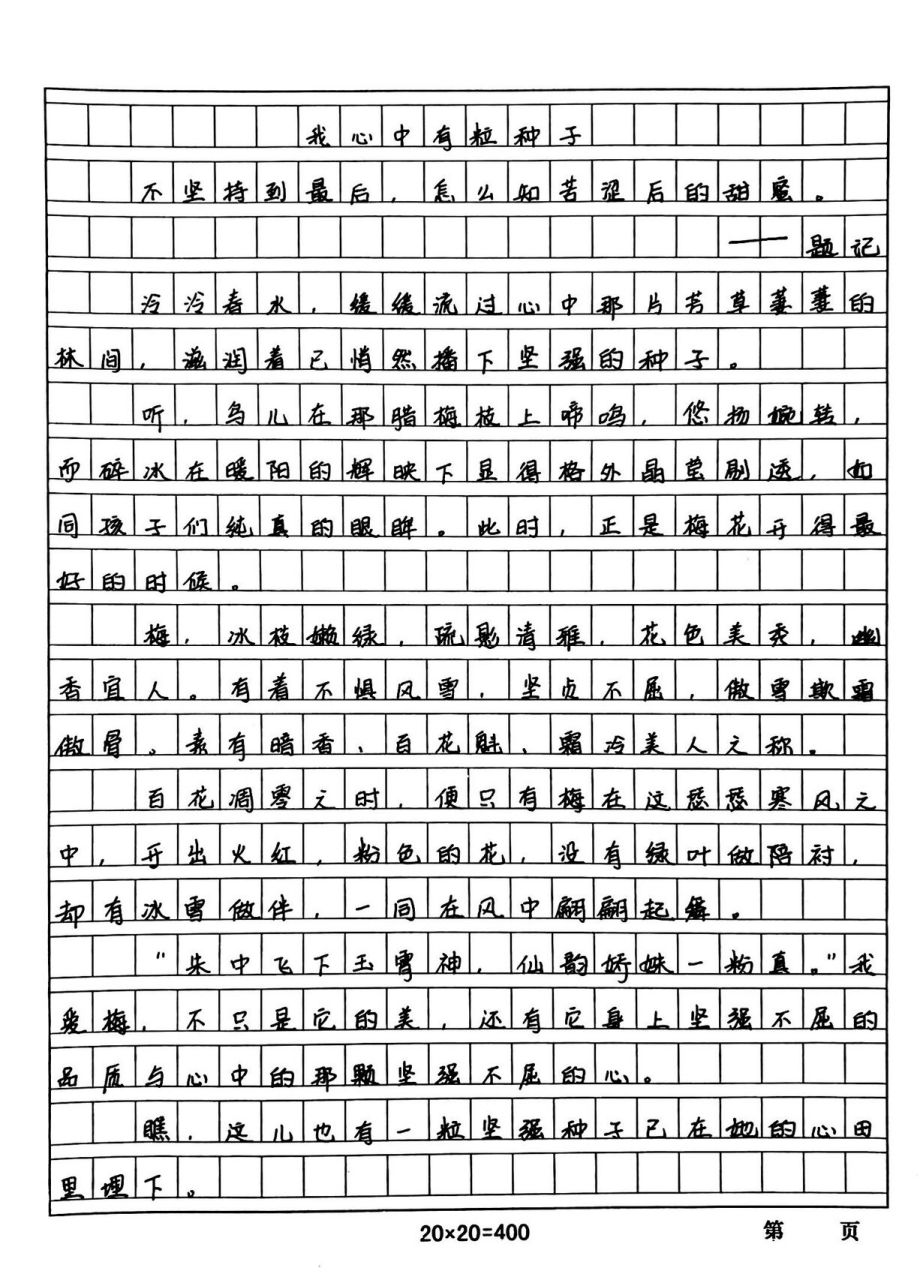 优秀作文摘抄——《我心中有粒种子》 种下坚强的种子,开出美丽的花朵
