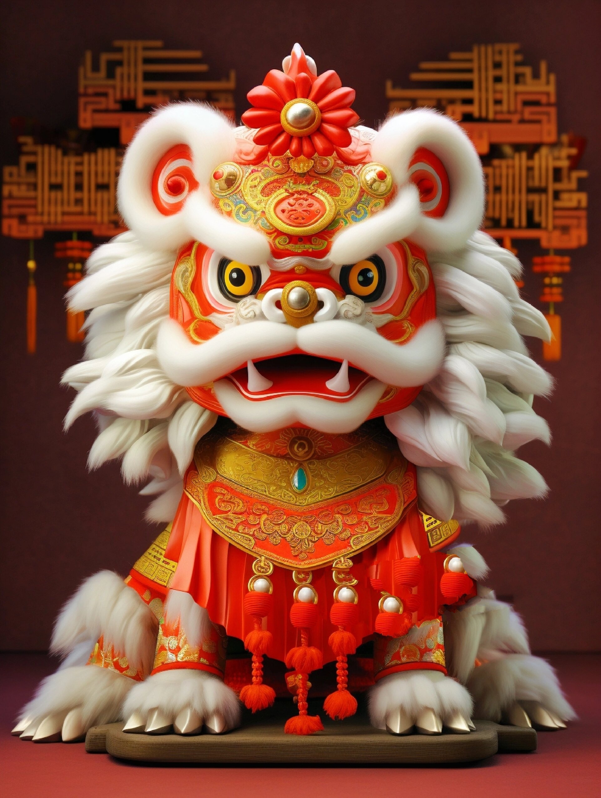 可爱喜庆的小舞狮来喽!