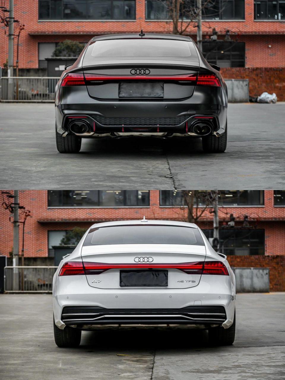 奥迪a7黑武士改装案例附上改装清单 「电光金属黑,rs7前包围,尾唇尾喉