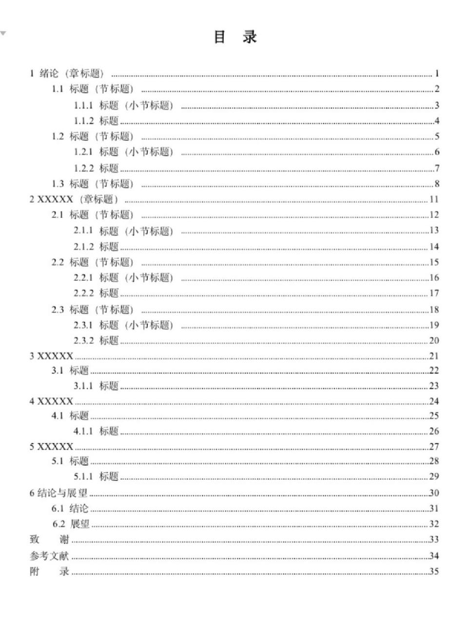 常用的論文目錄模版 適用於90%專業的論文目錄的模版哦 目錄需要自動