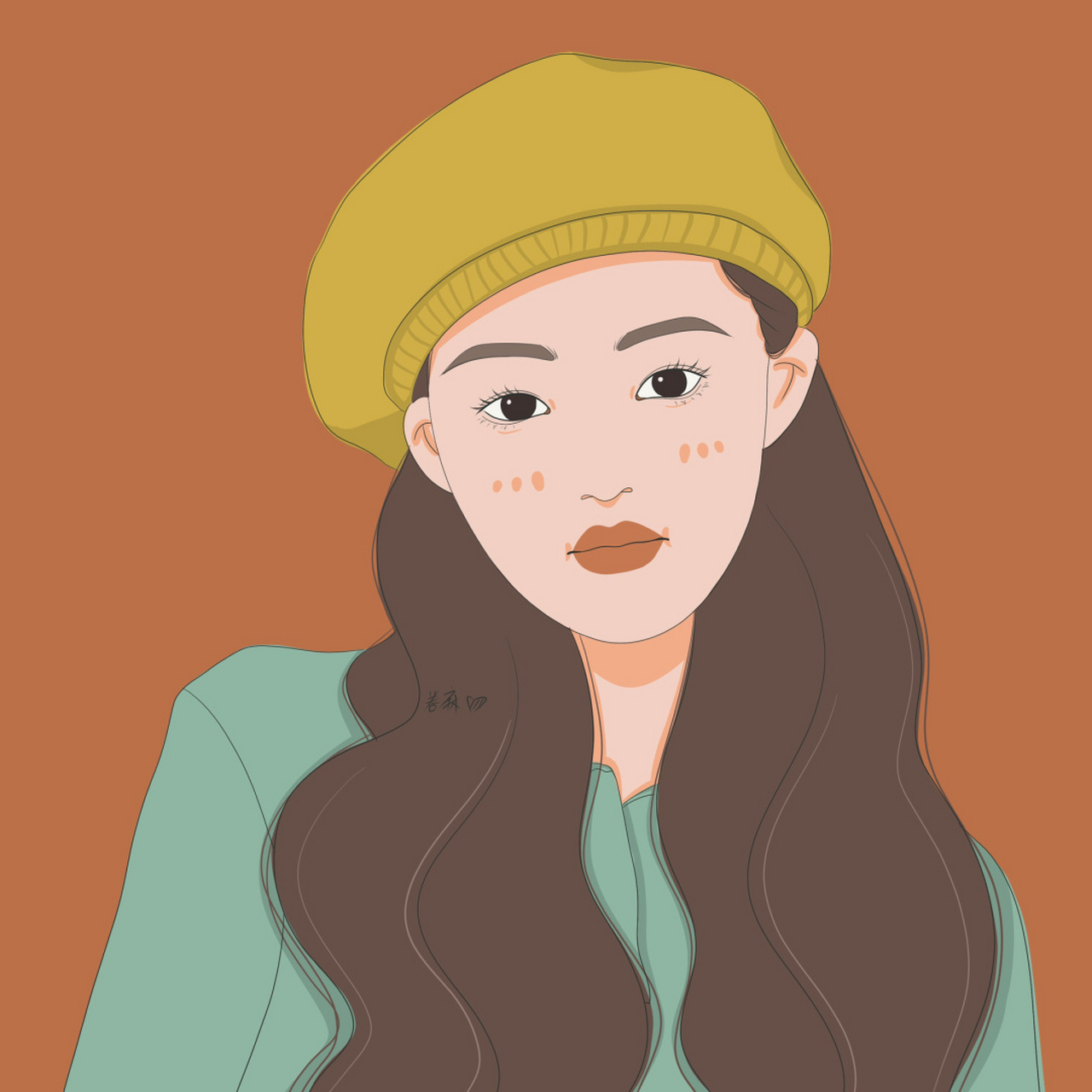 插画 | 头像 | 戴黄色贝雷帽的小仙女 图片92二改92商用92去