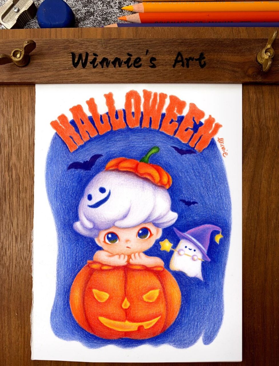 【手绘彩铅盲盒】dimoo万圣节/附线稿 老规矩:完整绘画过程视频在主页