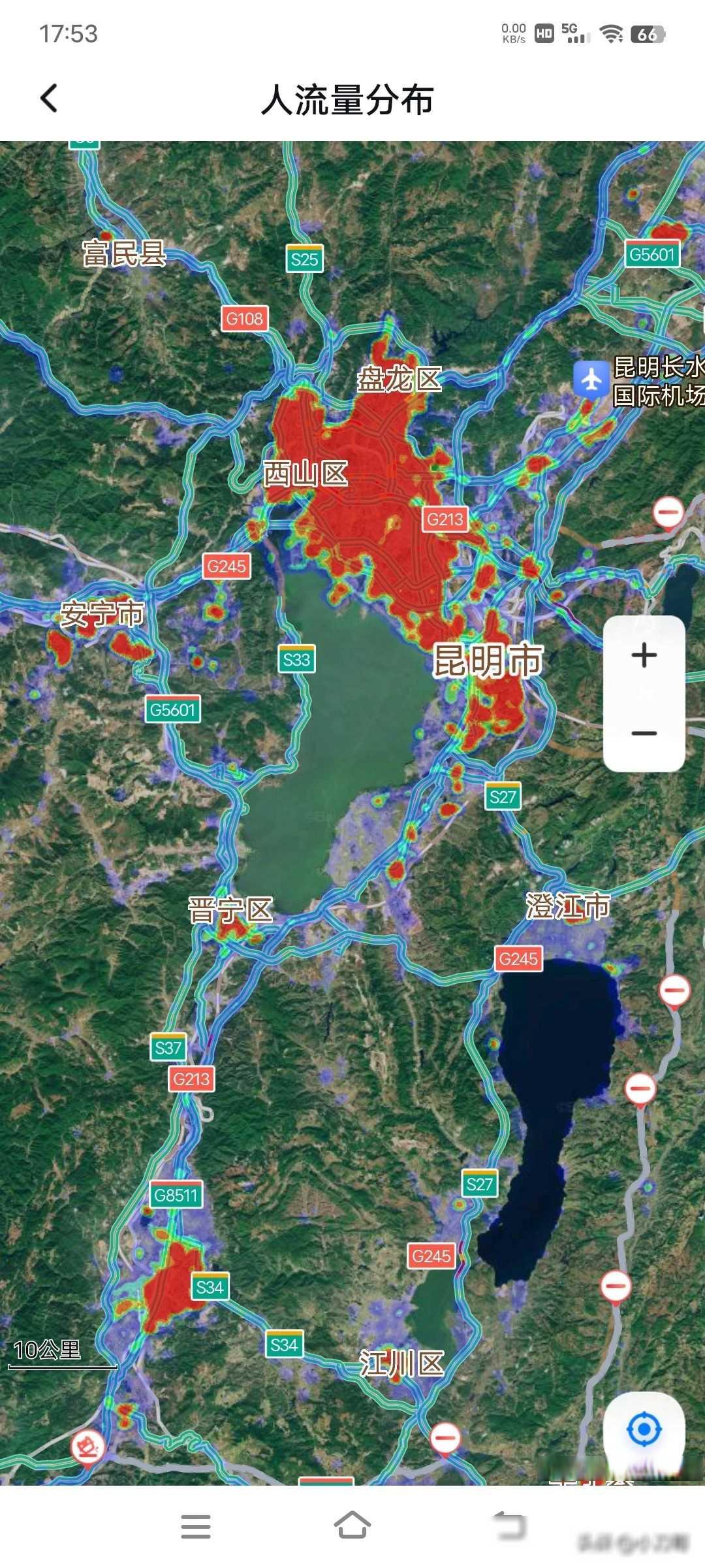 在五月一号这一天,让我们通过对昆明,贵阳和南宁三座城市的热力图进行
