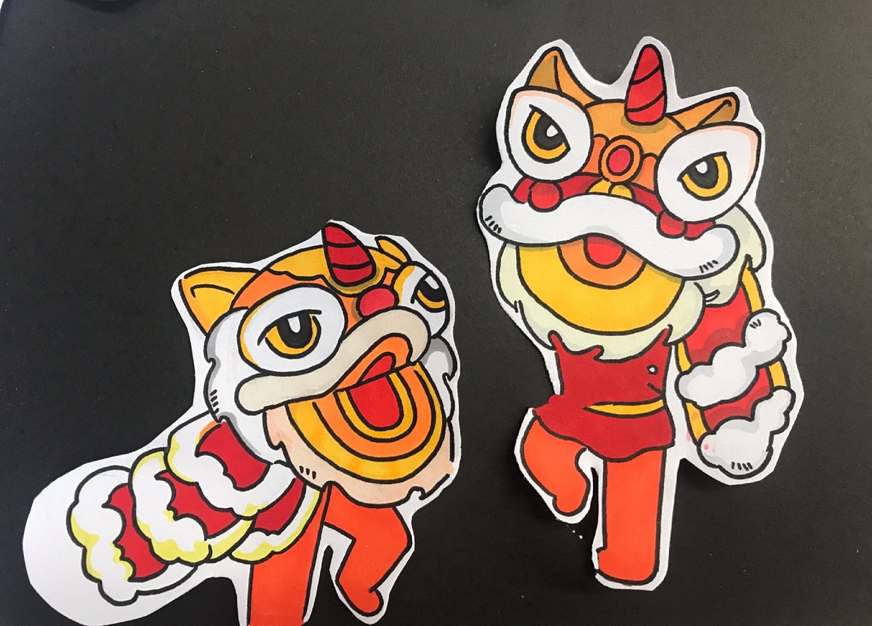 原创 醒狮儿童简笔画画法 画舞狮烘托节日 在南方画节日舞狮当然是画