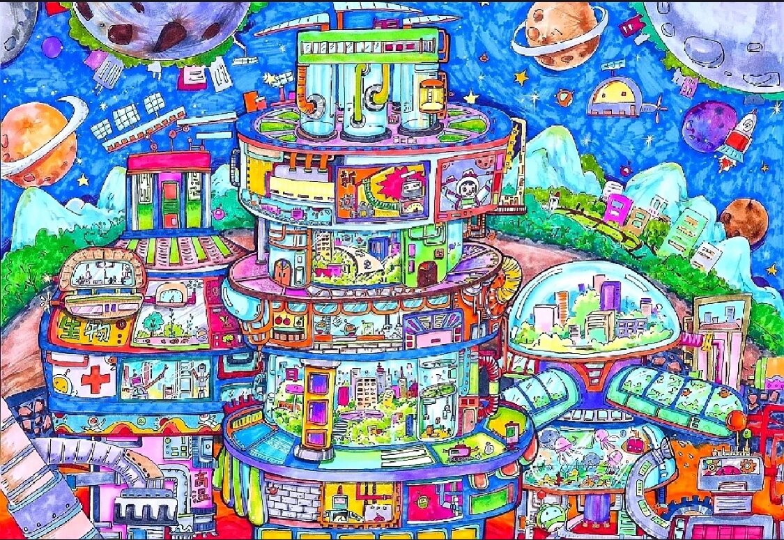 3一6年级科幻画一等奖=3一6年级科幻画一等奖横版