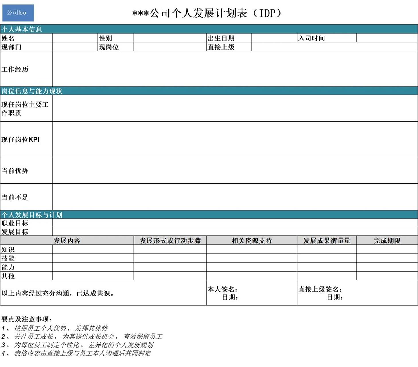 97个人发展计划表-(idp)-模板 个人发展计划表-(idp)-模板 	 78