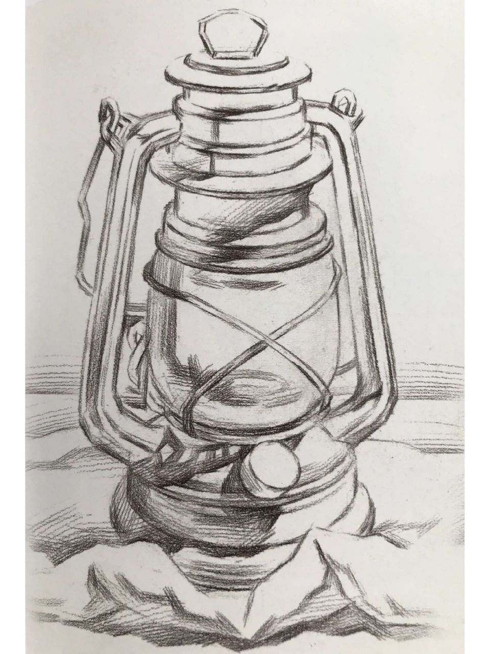 素描《马灯》步骤图,97景德镇素描考题
