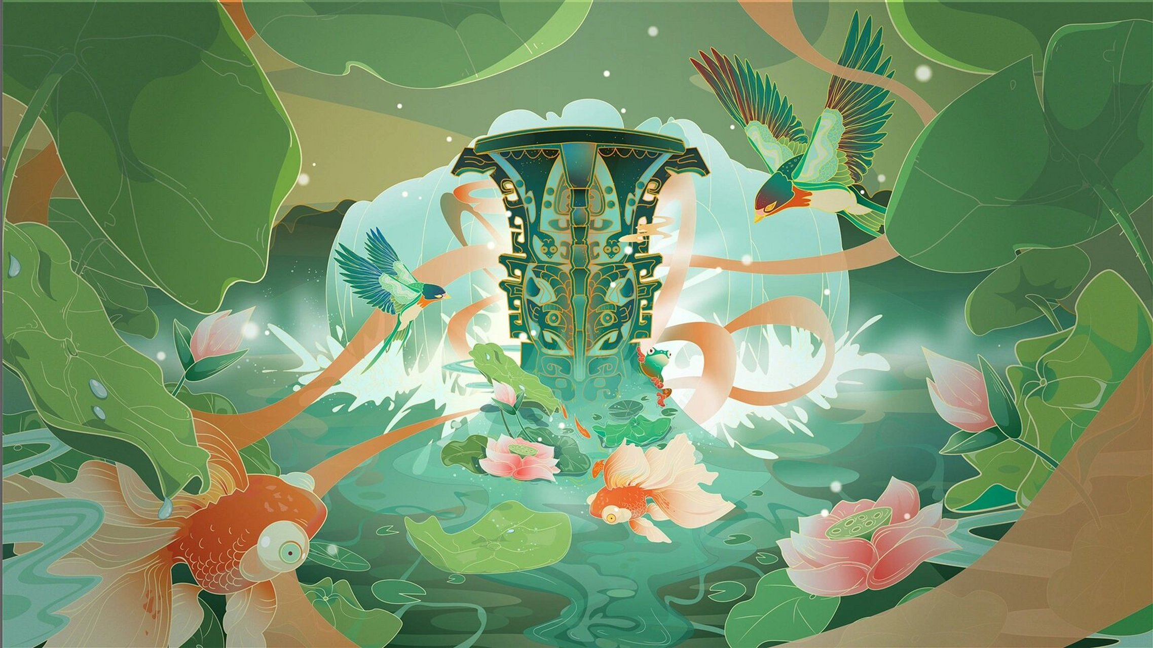 中国风插画青铜器何尊 发一组参加比赛的