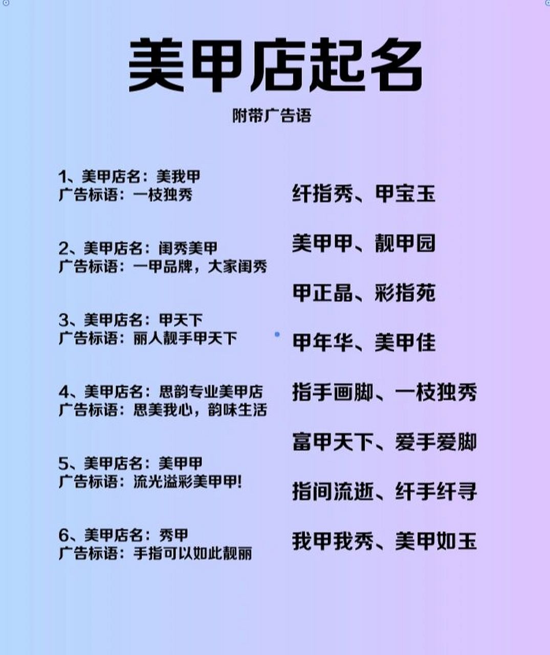 美容院,美甲店如何起名 要看美容院的经营范围.