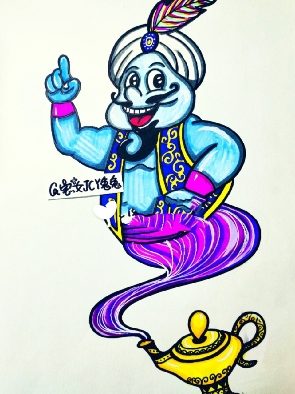 《阿拉丁神灯—灯神》绘画图解及学生作品73 【兔