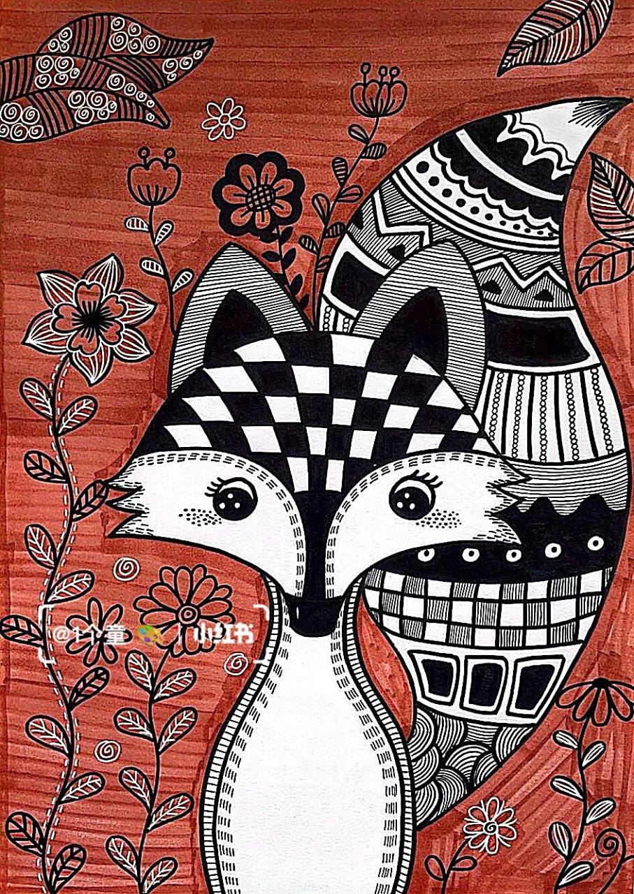 创意线描|动物篇 森林里的狐狸🦊