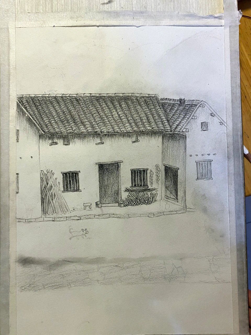 素描画老房子 渐渐远去的,是老房子,是童年,是小时候的回忆.