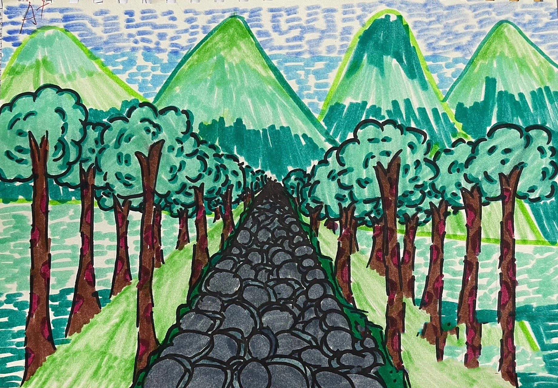 湘美版小学美术六年级下册《遥远的地平线》 学生随堂作业