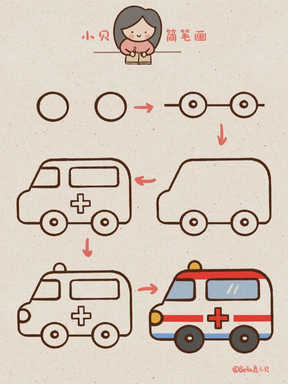救护车卡通画简笔画图片