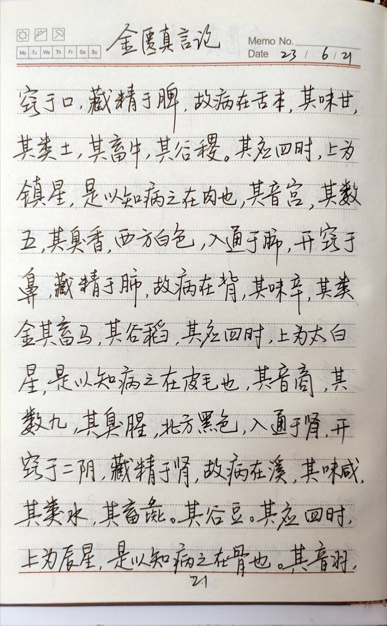 思敏今日功课#20230621 黄帝内经*金匮真言论