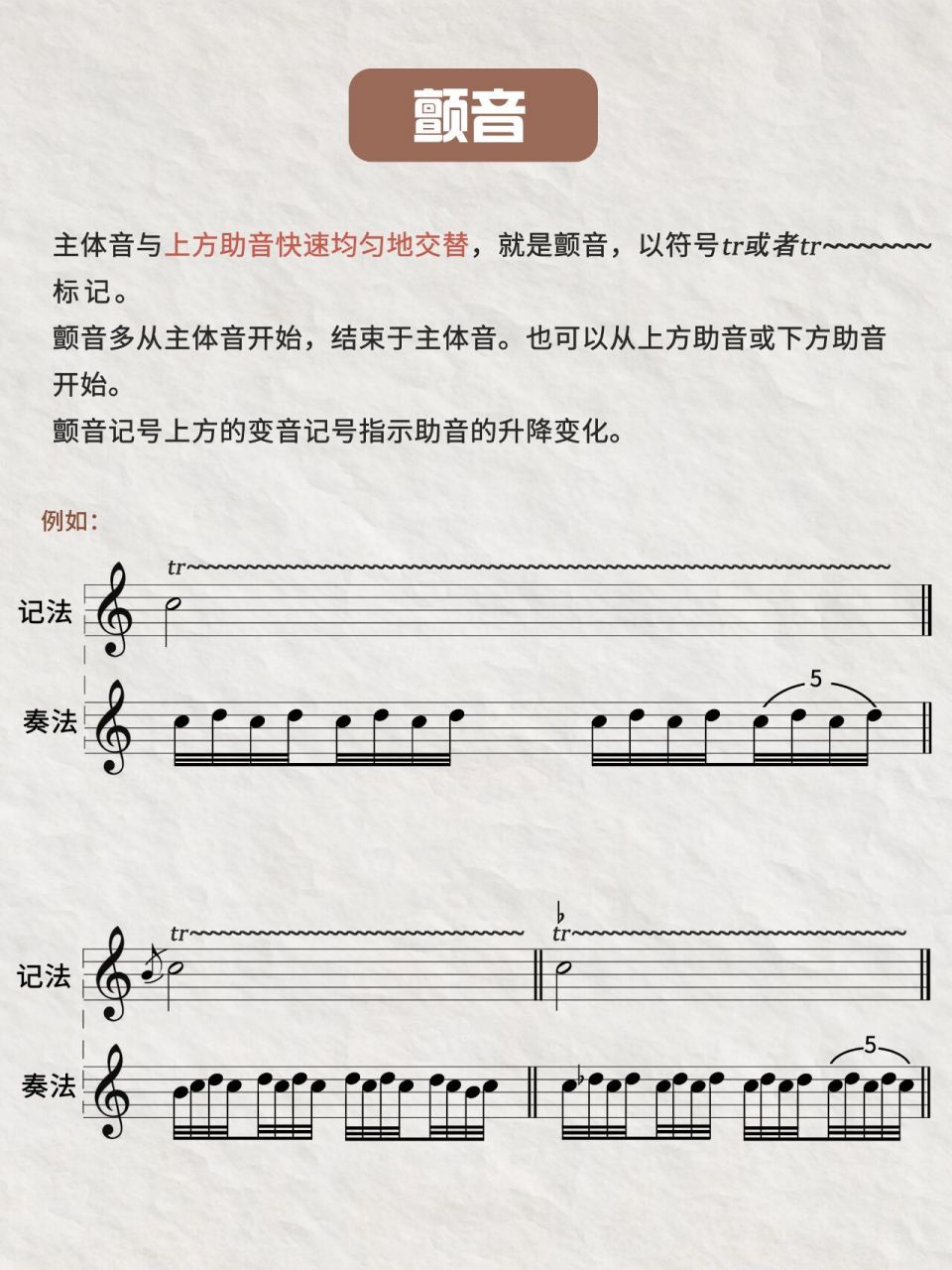 基础乐理丨装饰音记号73倚音,颤音(上) 用来装饰旋律的音,称为装饰