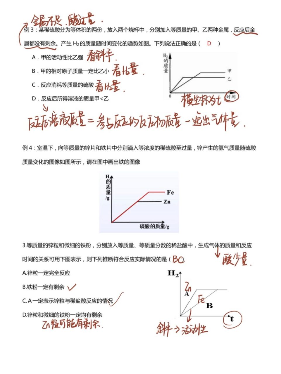 初三化学|金属与酸图像总结6015期末过过过7515 这块的图像