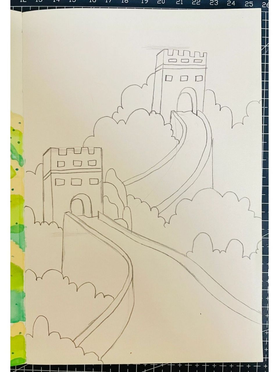 万里长城 (内有步骤图) 不同草丛上色方式都非常好看,快画起来 适合6