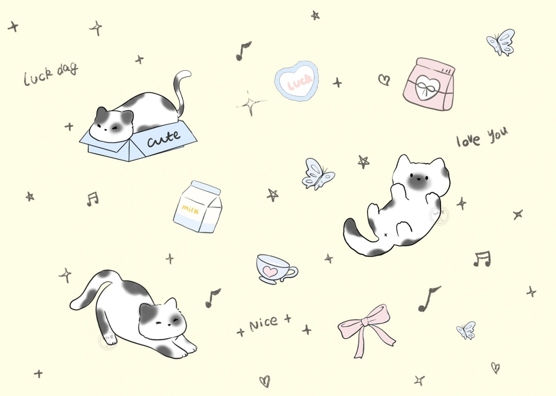 壁纸| ipad 壁纸奶呼呼的猫咪 #治愈系插画# #ipad壁纸# #电脑桌面