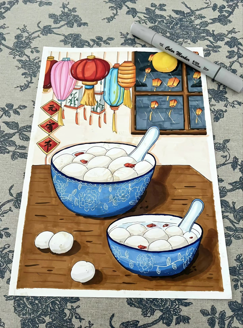 春节吃的食物手绘图片