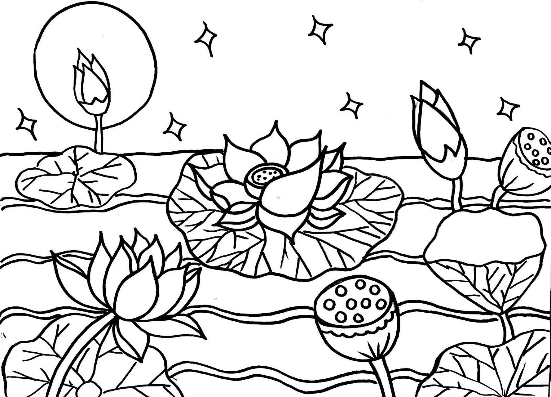 《荷塘月色儿童画》 哈喽各位94宝宝们! 开始今天的分享啦!