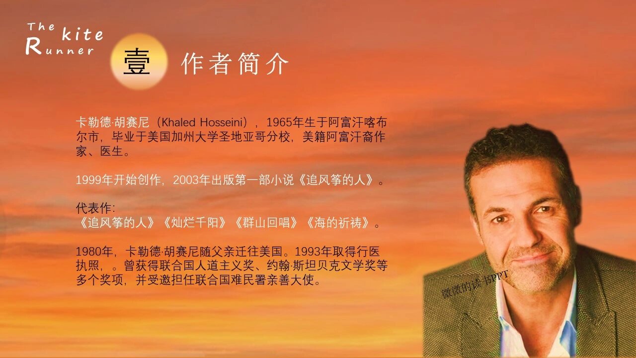 004高级感读书ppt|《追风筝的人》阅读分享