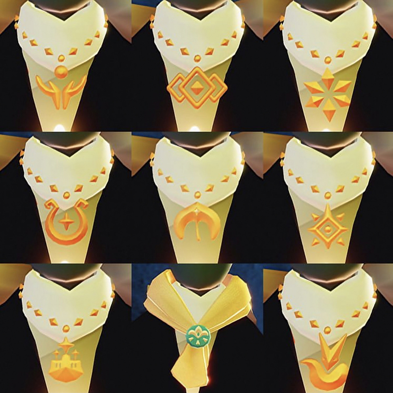 光遇|季节项链(围巾01)们 哪个最好康78 从左到右: 第一行:追光季