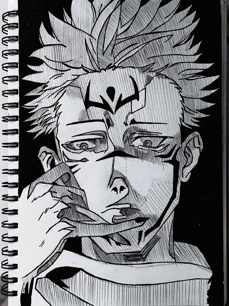 咒术回战|绘画带过程 动漫 新番 黑白画 没学过画画,线条卡卡的 [抓狂