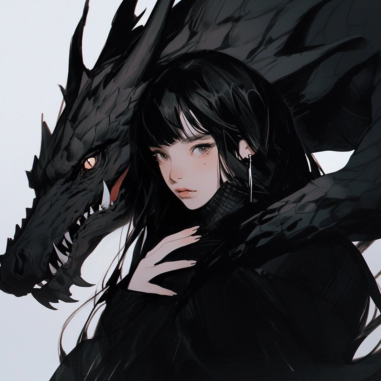 女生头像|龙年新年特辑,黑龙篇 #日常碎片plog# #优质女生头像# #画画