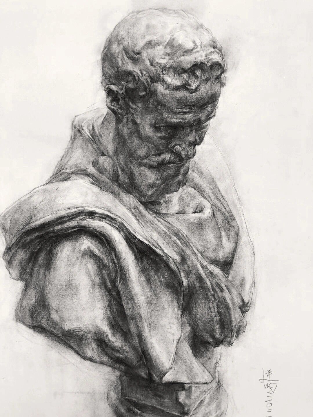 石膏像素描--米开朗基罗.