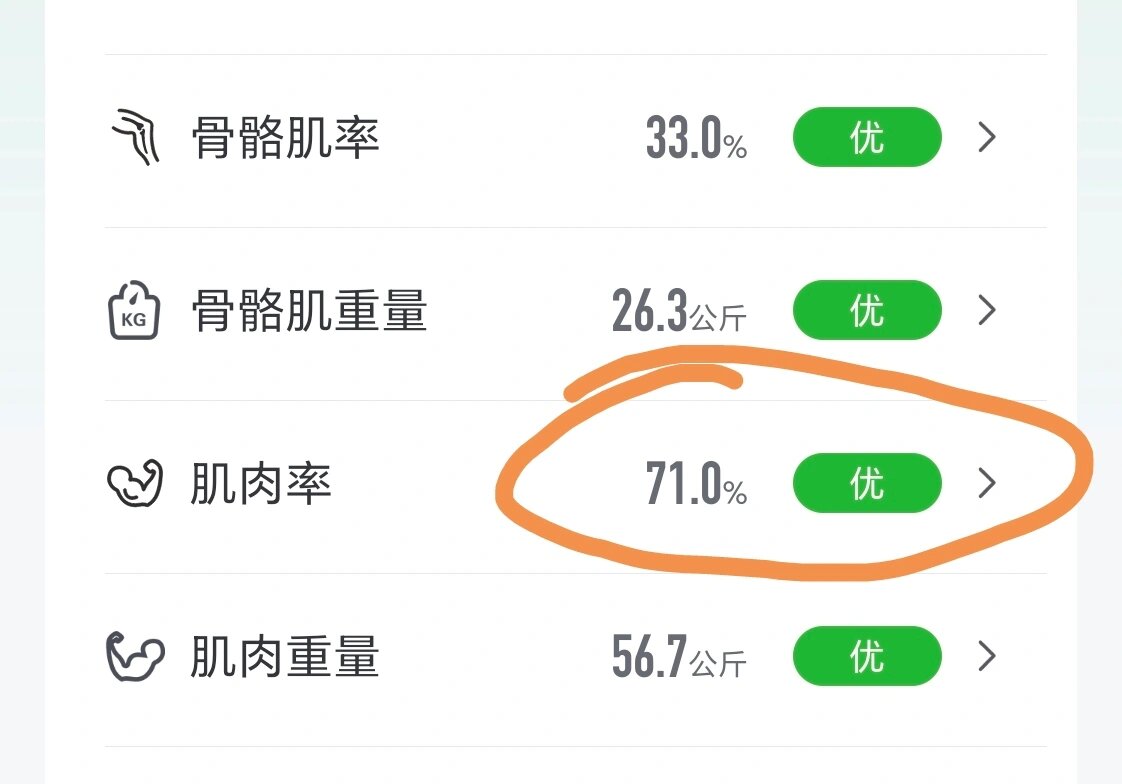正常中年人的肌肉率是多少呢?