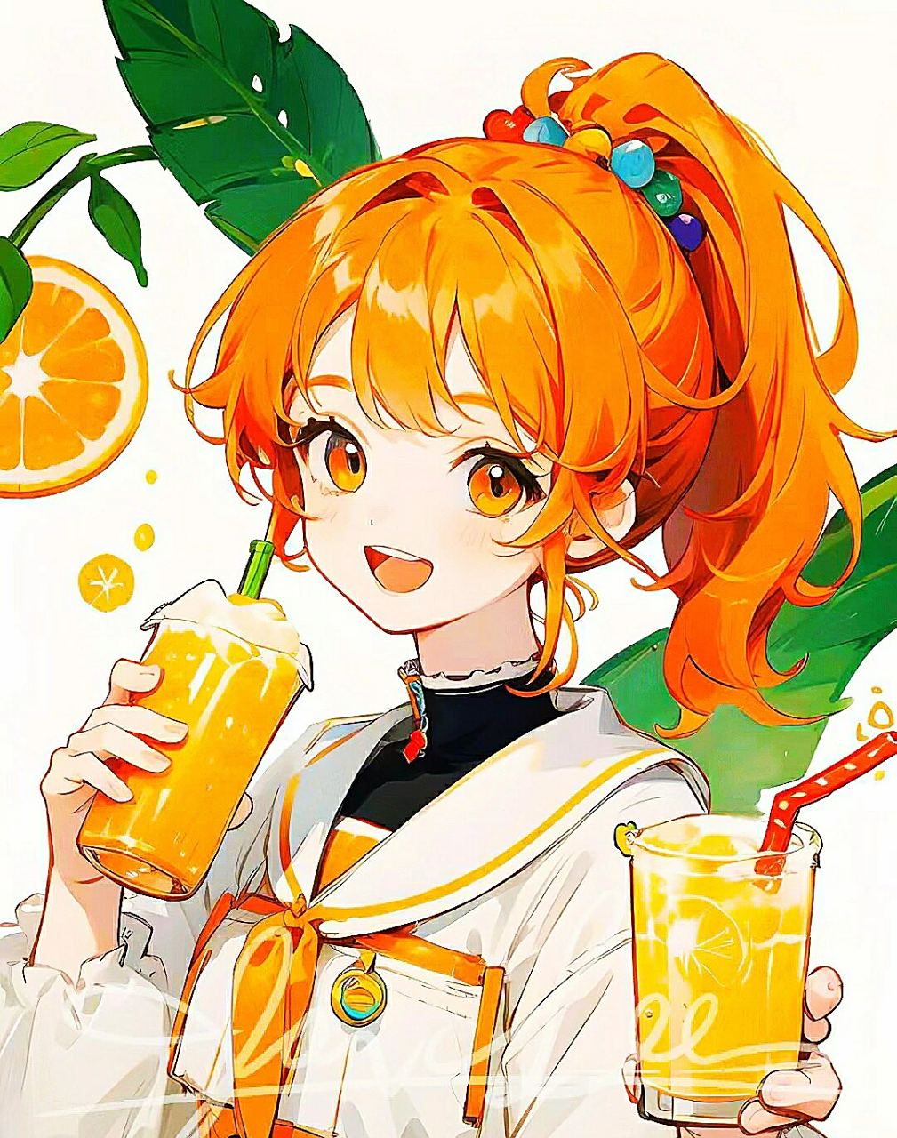 多巴胺女孩橙子橙色系头像壁纸