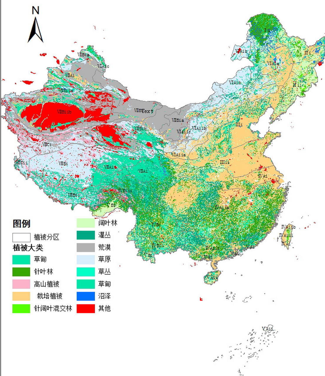 我国的植被分布示意图图片