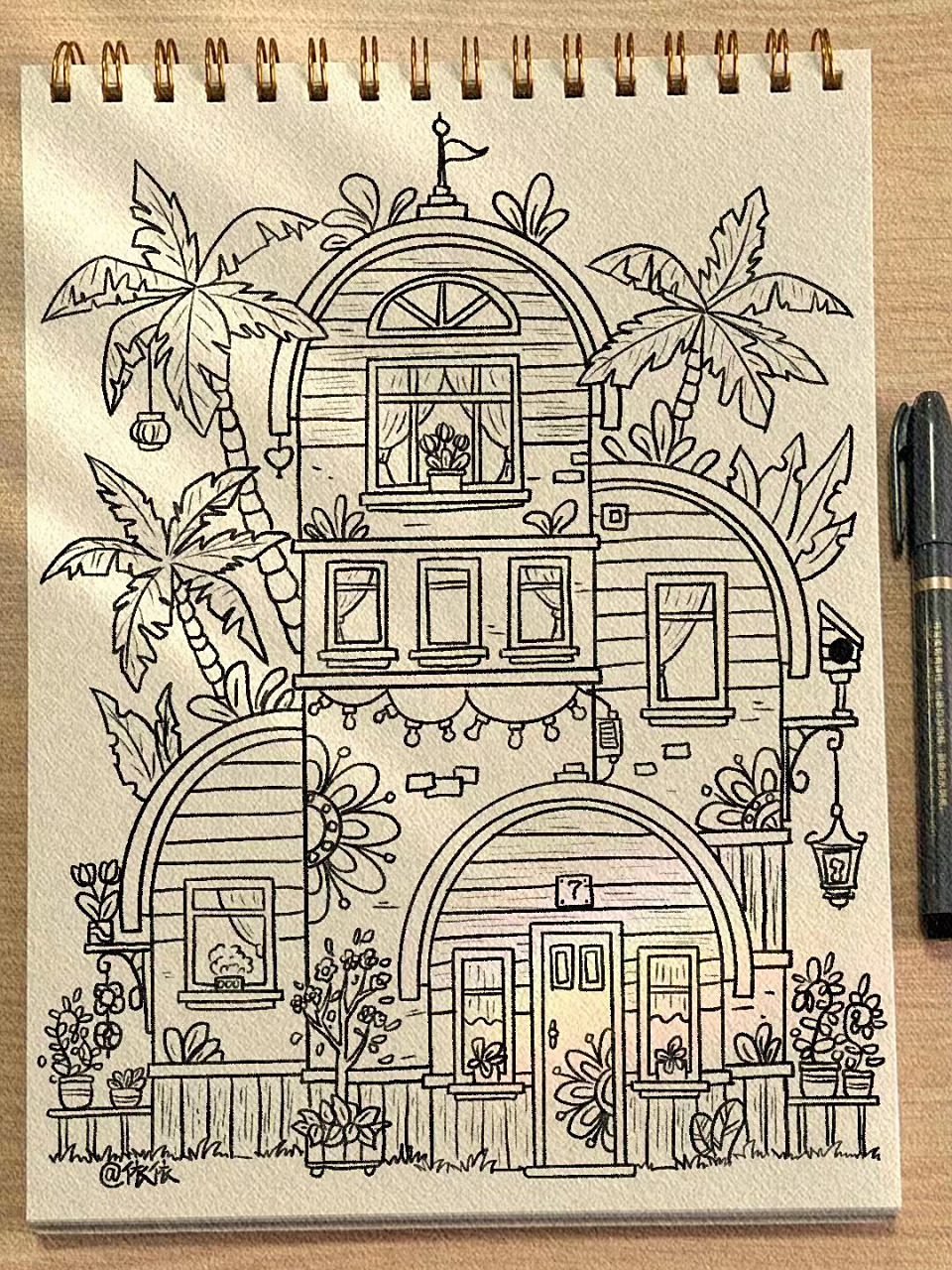 挑战画100间房子/46 爱是锦上添花 —— 94:素描本 95临摹德国