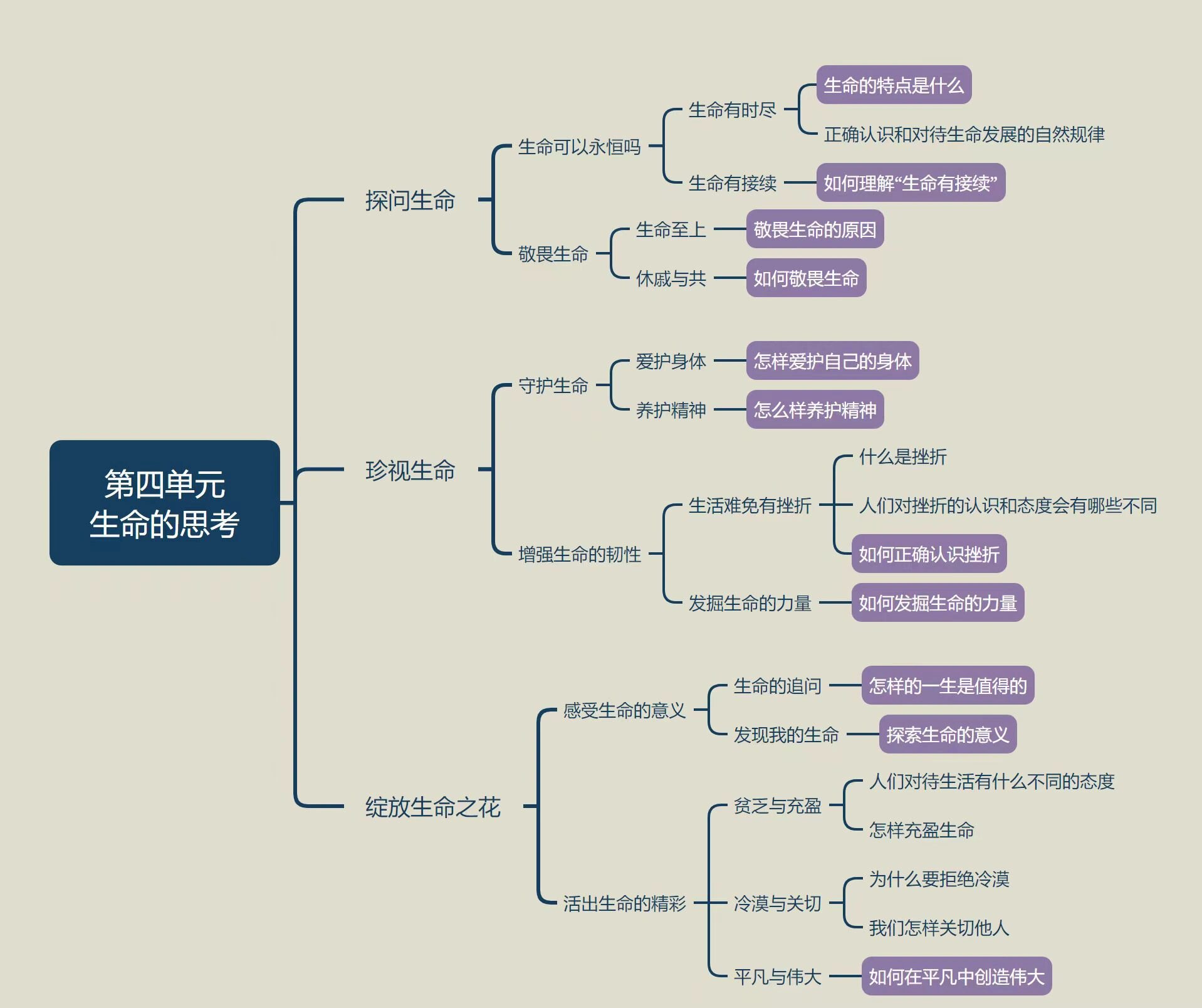 七上 道德与法治 思维导图 第四单元