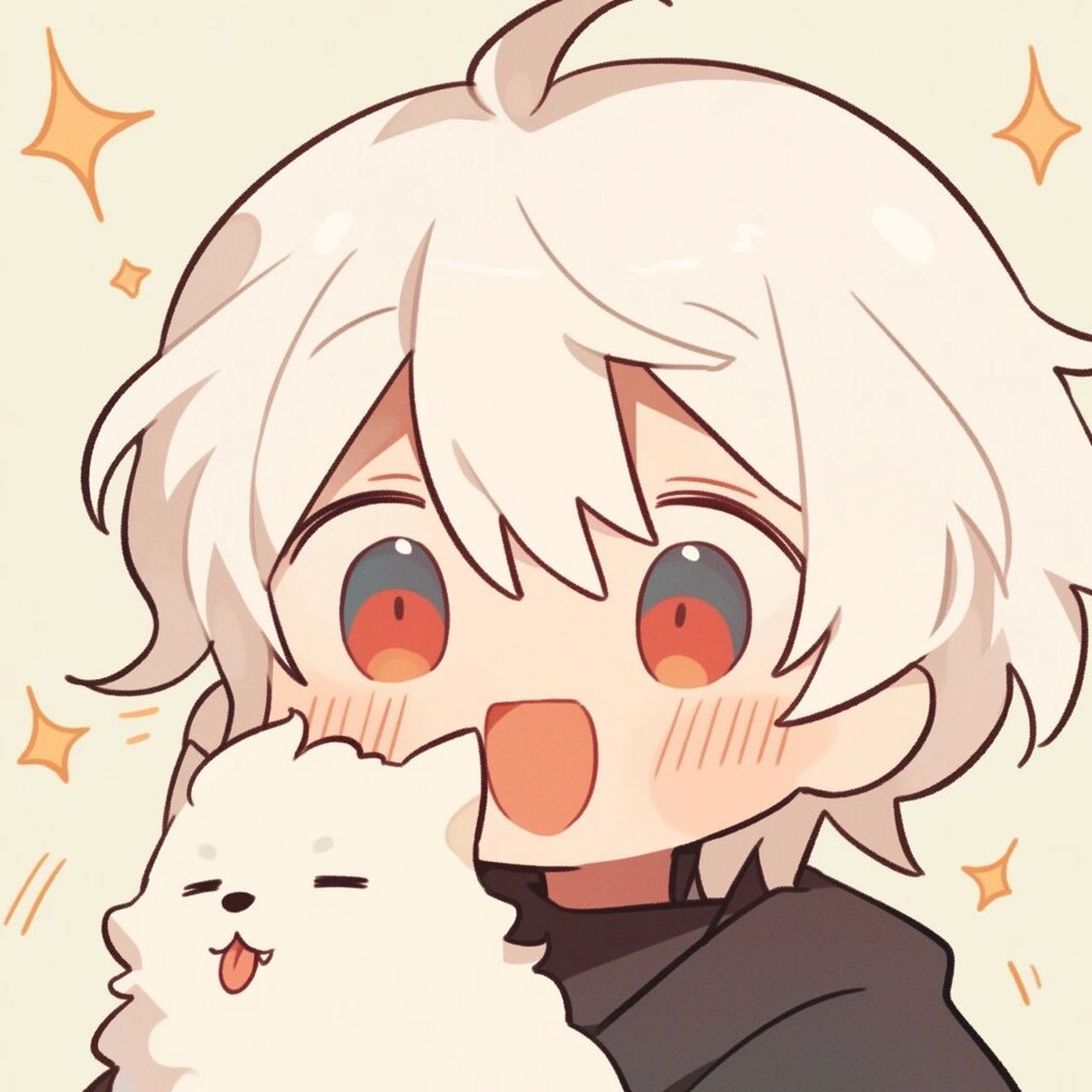 可爱加倍|少年和狗狗动漫头像01 有宝子想看可爱修勾的头像,宠粉的鱼